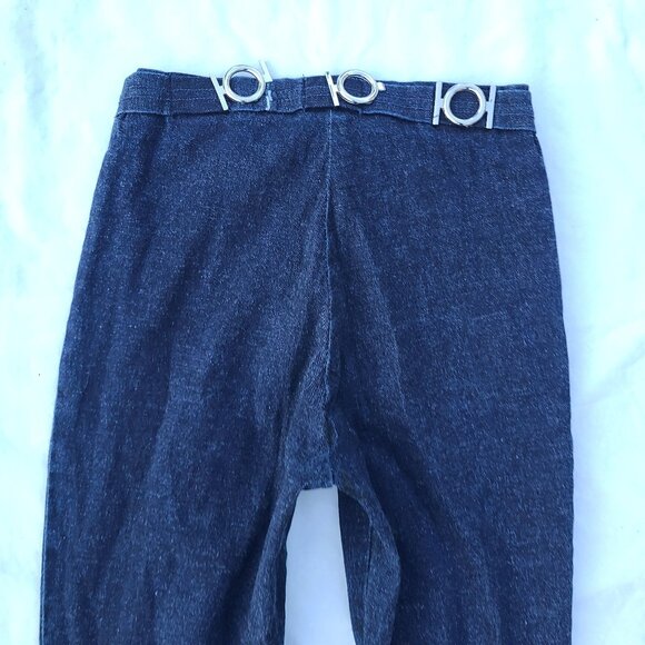 G-IV Metal Ring Grommet Dark Deep Blue Stretch Bootcut Blue Jeans - Size 5 - Picture 6 of 12